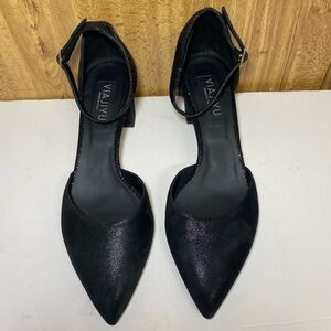 VIAJIYU Women's Black Ankle Strap Shoes (color is Black)